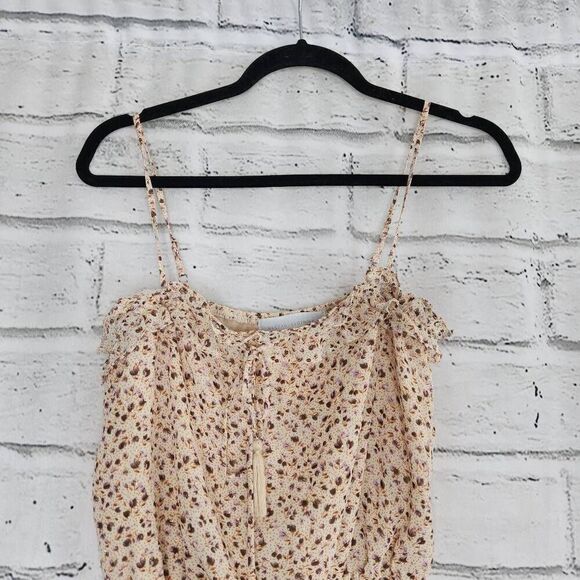 Nectar Clothing Women's Cream Floral Spaghetti Strap Boho Peplum Top Size Small - Picture 2 of 9